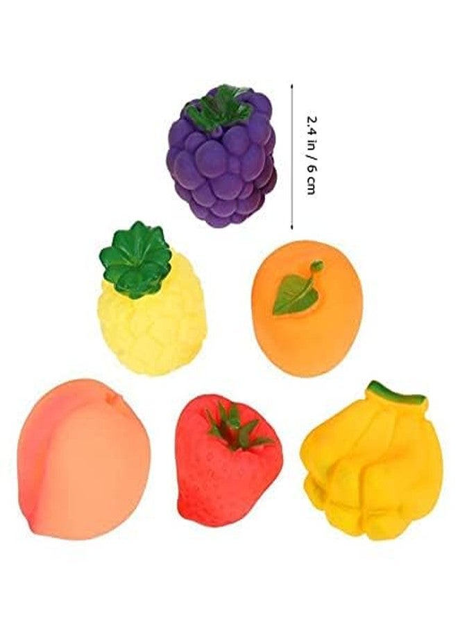 DTR Creation Fruit Shaped Soft Squeeze Toys for Kids - Watermelon, Banana, Orange, Strawberry, Grapes & Mango | Bath Toys for Babies | Pack of 6 | Multicolor | 3M+ - Image 2